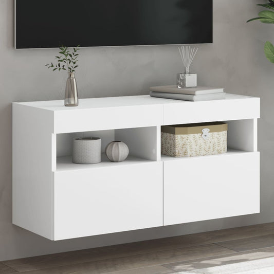 Nástěnná Tv Skříňka S Led Osvětlením Bílá 80 X 30 X 40 Cm