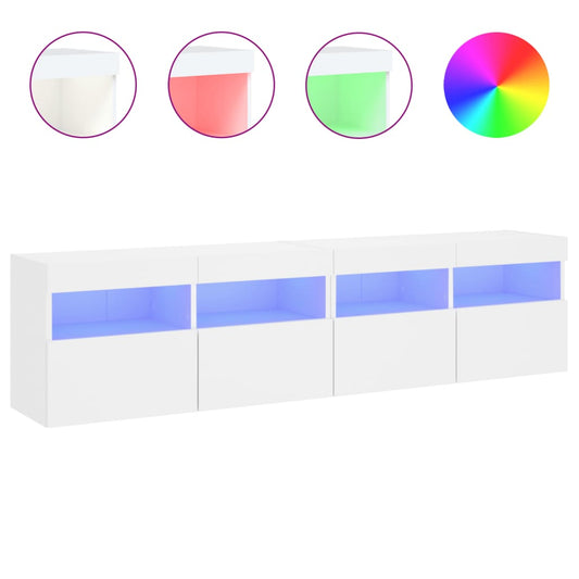 Nástěnné Tv Skříňky S Led Osvětlením 2 Ks Bílé 80 X 30 X 40 Cm