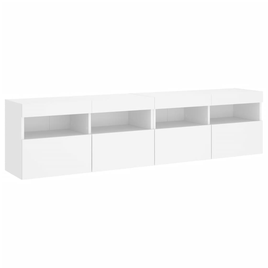 Nástěnné Tv Skříňky S Led Osvětlením 2 Ks Bílé 80 X 30 X 40 Cm