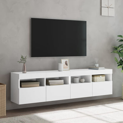 Nástěnné Tv Skříňky S Led Osvětlením 2 Ks Bílé 80 X 30 X 40 Cm