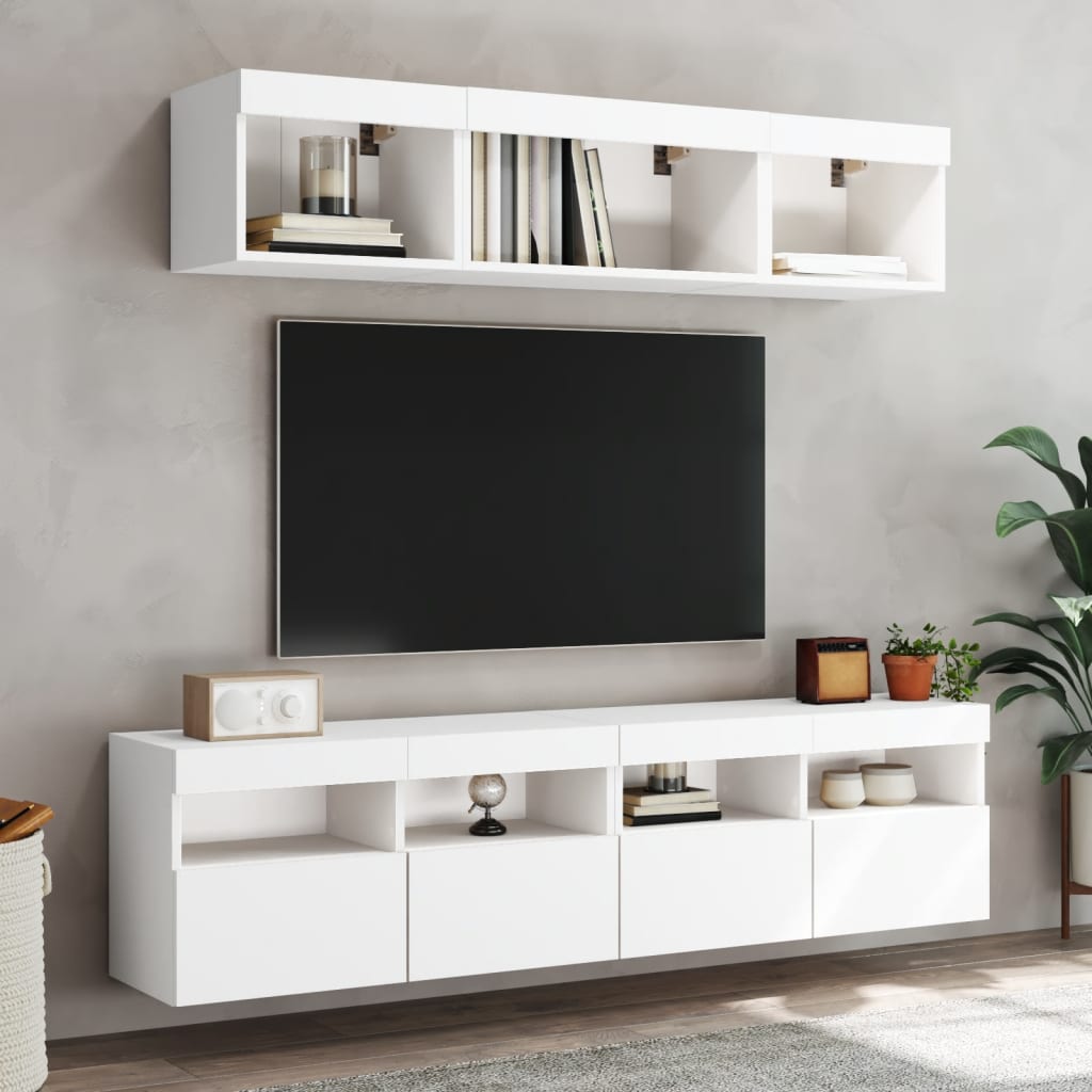 Nástěnné Tv Skříňky S Led Osvětlením 2 Ks Bílé 80 X 30 X 40 Cm