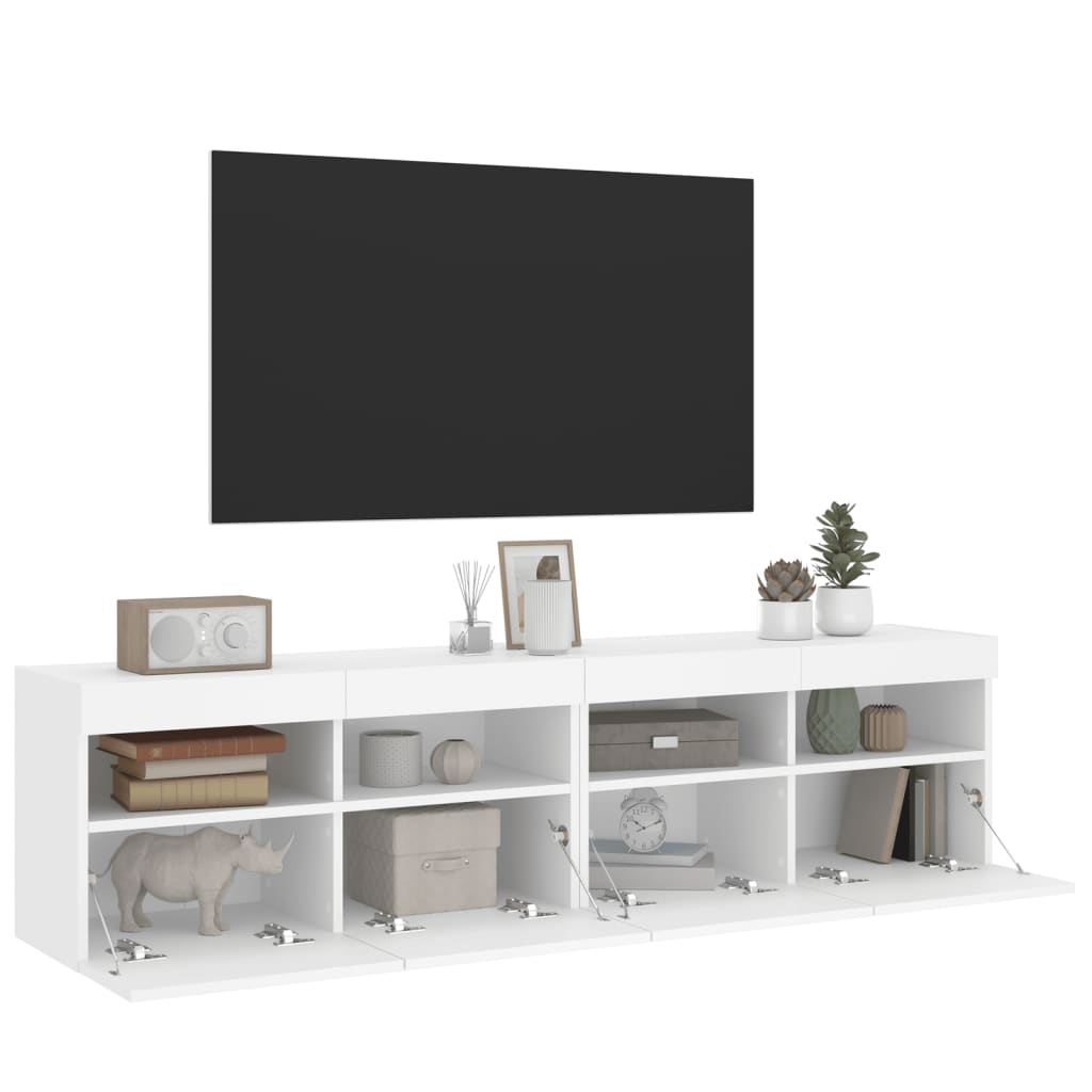 Nástěnné Tv Skříňky S Led Osvětlením 2 Ks Bílé 80 X 30 X 40 Cm