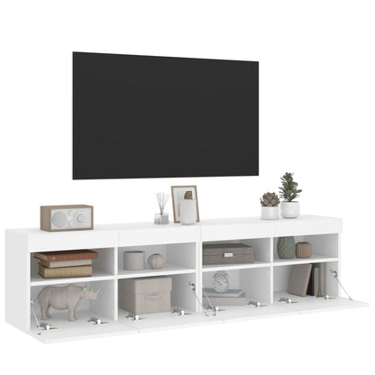 Nástěnné Tv Skříňky S Led Osvětlením 2 Ks Bílé 80 X 30 X 40 Cm