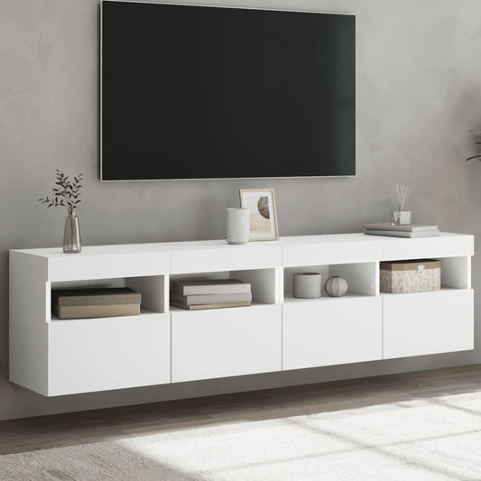 Nástěnné Tv Skříňky S Led Osvětlením 2 Ks Bílé 80 X 30 X 40 Cm