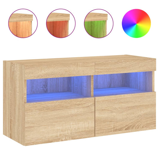 Nástěnná Tv Skříňka S Led Osvětlením Dub Sonoma 80 X 30 X 40 Cm