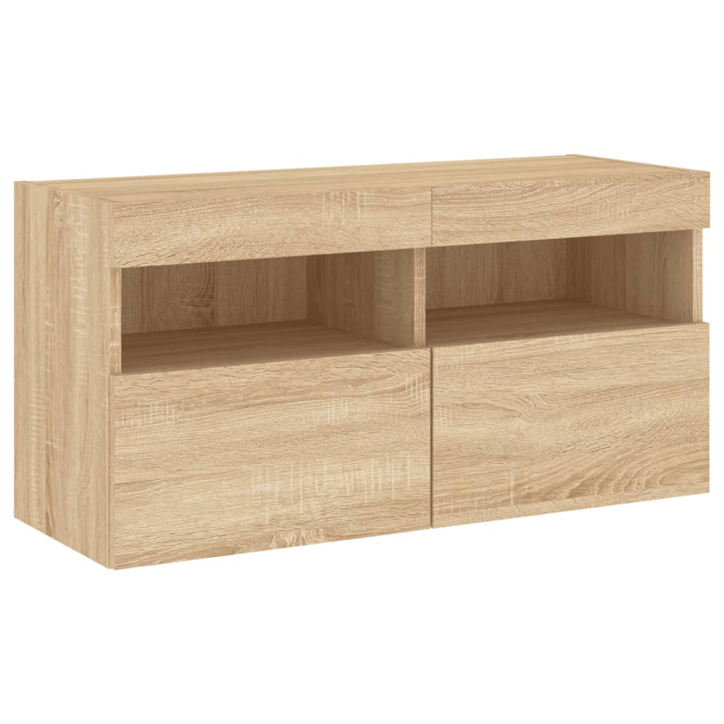 Nástěnná Tv Skříňka S Led Osvětlením Dub Sonoma 80 X 30 X 40 Cm