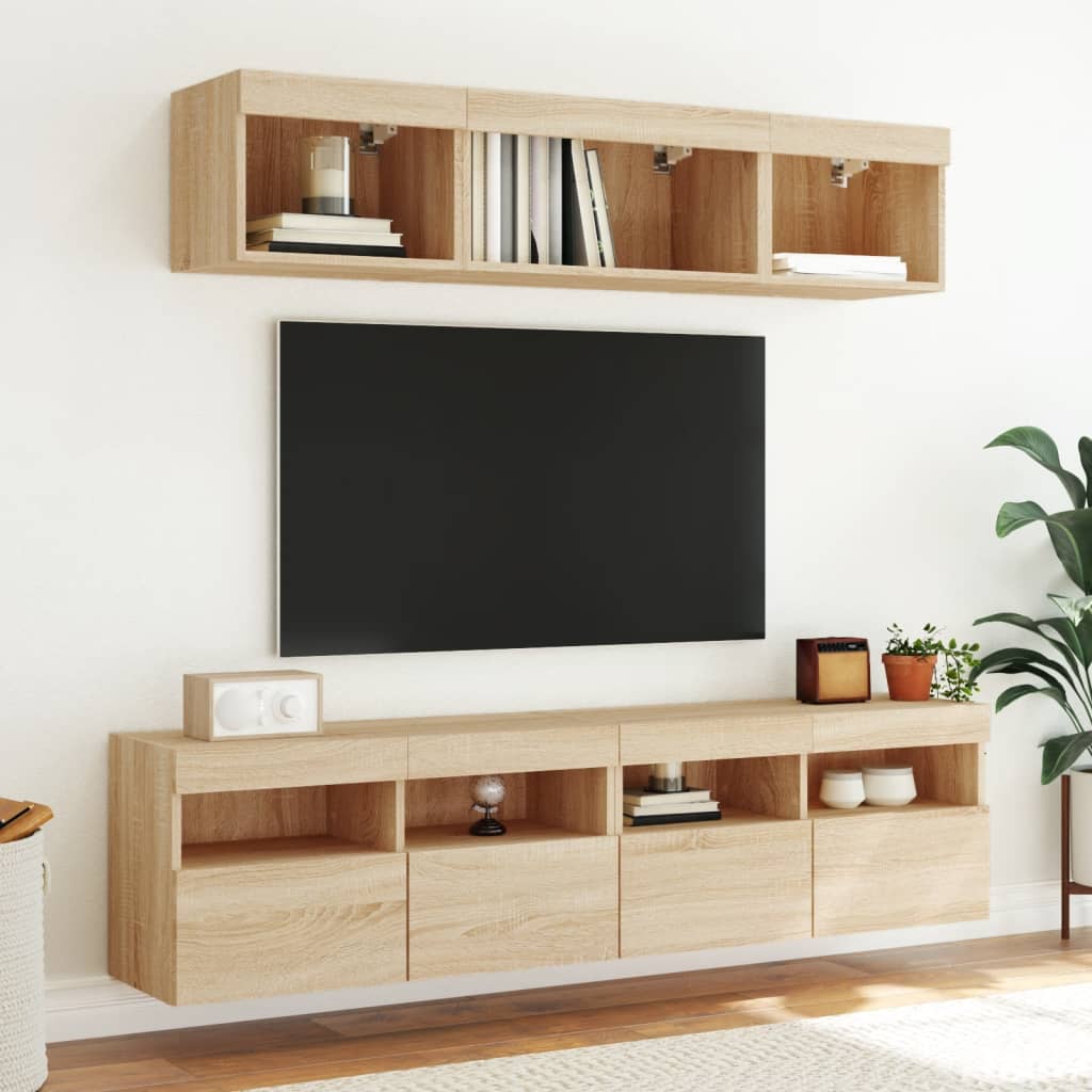 Nástěnná Tv Skříňka S Led Osvětlením Dub Sonoma 80 X 30 X 40 Cm