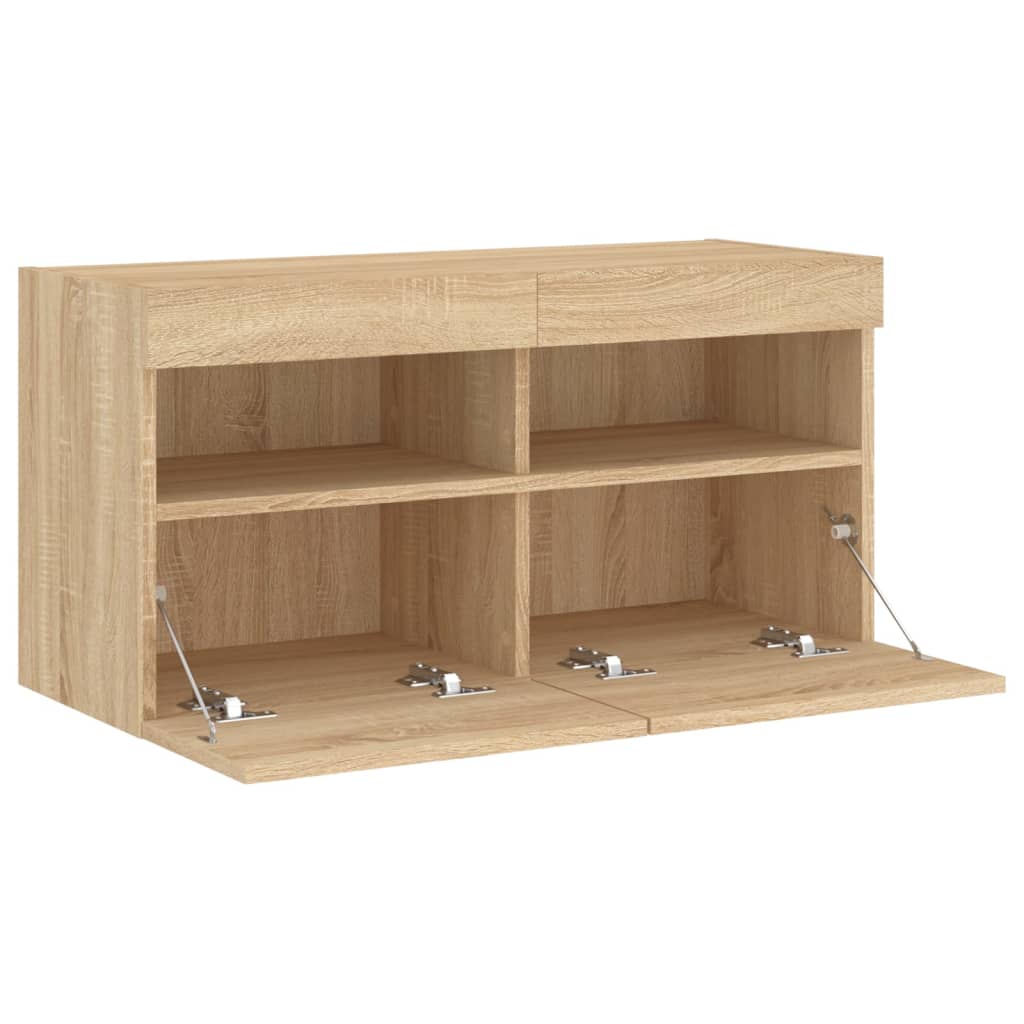 Nástěnná Tv Skříňka S Led Osvětlením Dub Sonoma 80 X 30 X 40 Cm