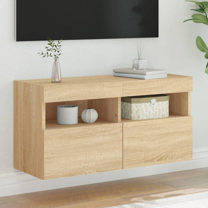 Nástěnná Tv Skříňka S Led Osvětlením Dub Sonoma 80 X 30 X 40 Cm