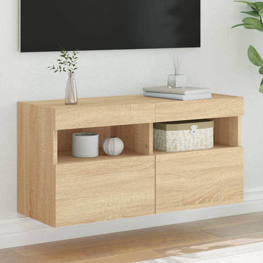 Nástěnná Tv Skříňka S Led Osvětlením Dub Sonoma 80 X 30 X 40 Cm