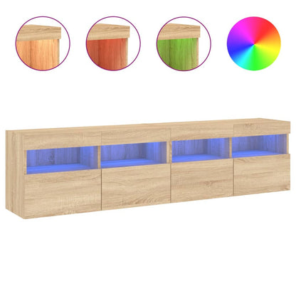 Nástěnné Tv Skříňky S Led Osvětlením 2 Ks Dub Sonoma 80X30X40Cm