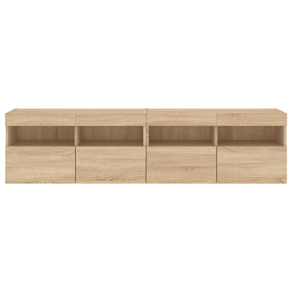 Nástěnné Tv Skříňky S Led Osvětlením 2 Ks Dub Sonoma 80X30X40Cm
