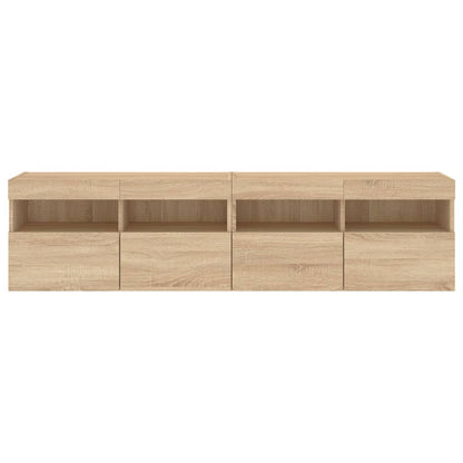 Nástěnné Tv Skříňky S Led Osvětlením 2 Ks Dub Sonoma 80X30X40Cm