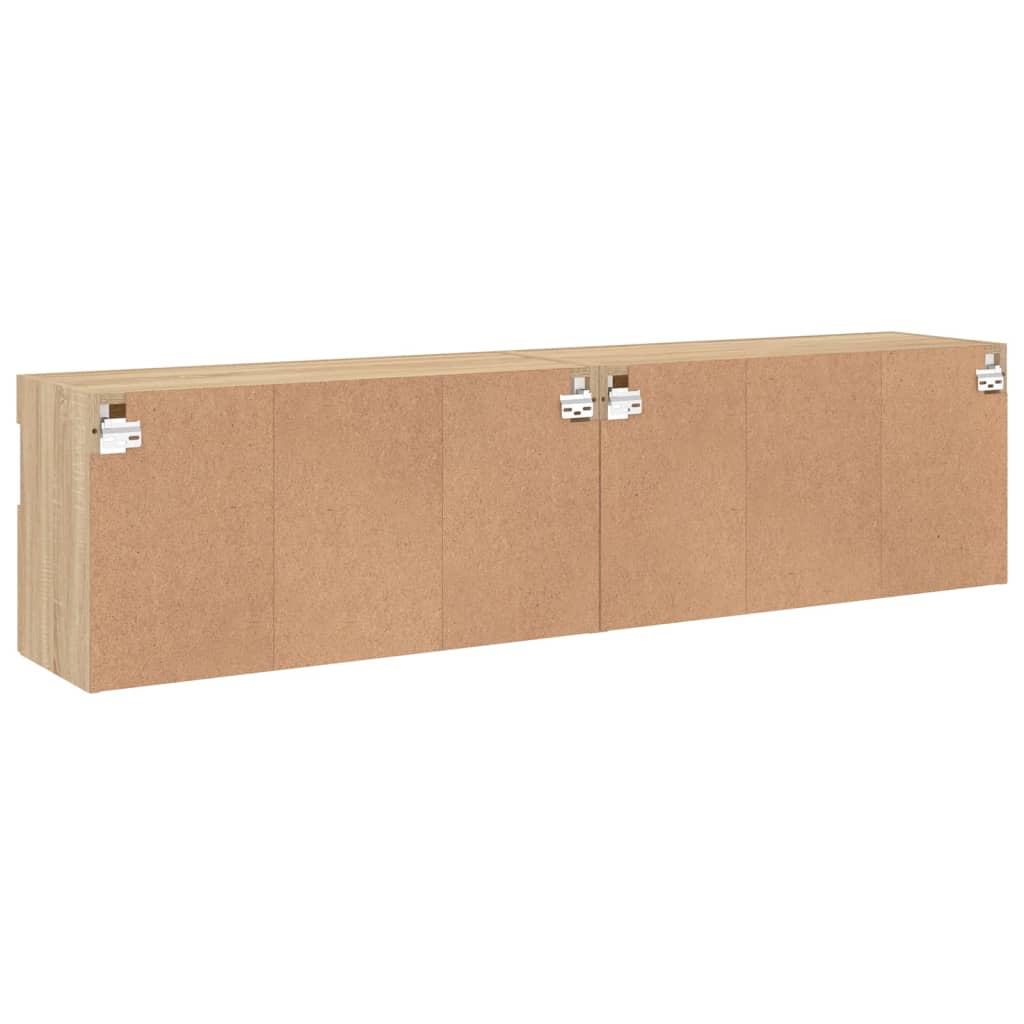 Nástěnné Tv Skříňky S Led Osvětlením 2 Ks Dub Sonoma 80X30X40Cm