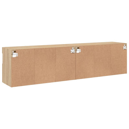Nástěnné Tv Skříňky S Led Osvětlením 2 Ks Dub Sonoma 80X30X40Cm