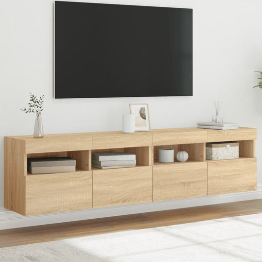 Nástěnné Tv Skříňky S Led Osvětlením 2 Ks Dub Sonoma 80X30X40Cm