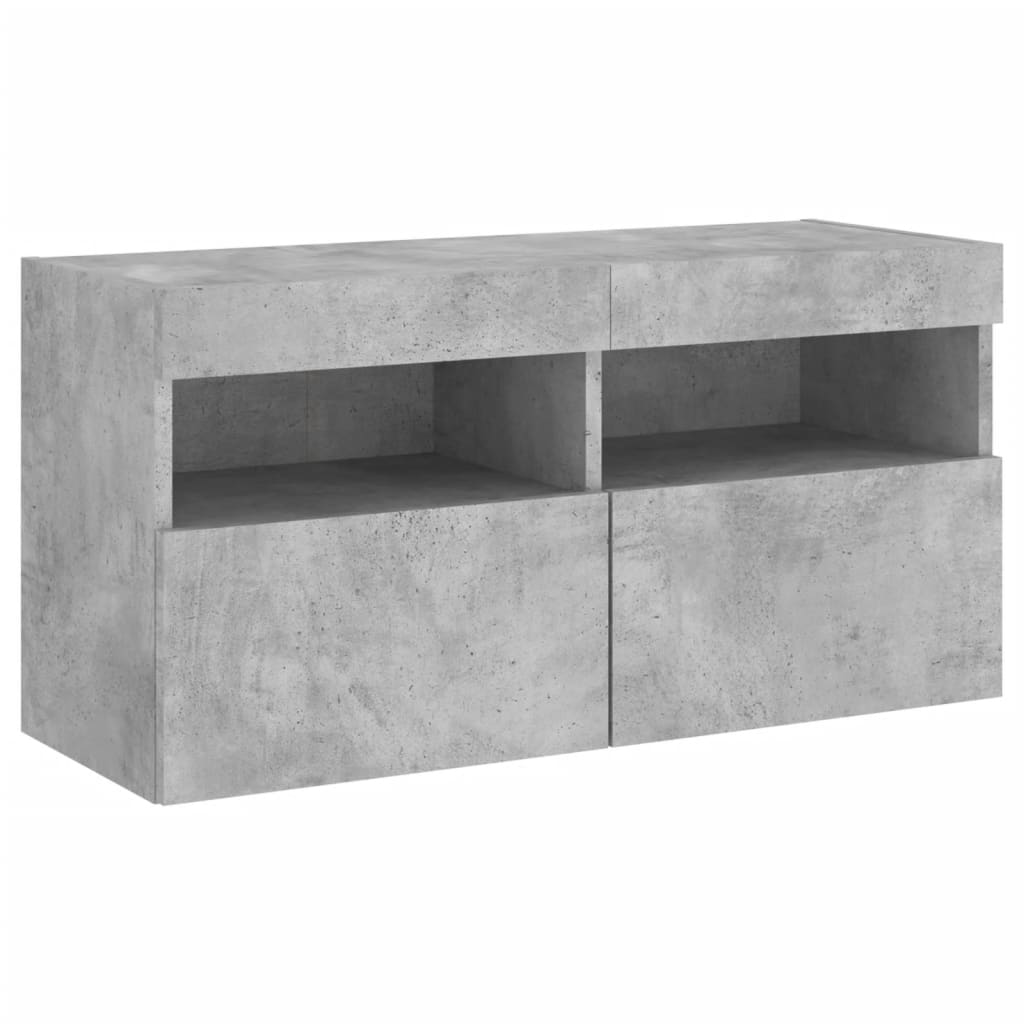 Nástěnná Tv Skříňka S Led Osvětlením Betonově Šedá 80X30X40 Cm