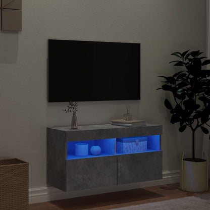 Nástěnná Tv Skříňka S Led Osvětlením Betonově Šedá 80X30X40 Cm