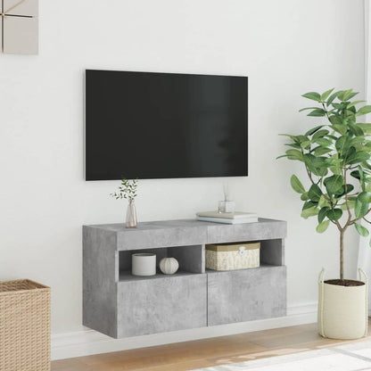 Nástěnná Tv Skříňka S Led Osvětlením Betonově Šedá 80X30X40 Cm