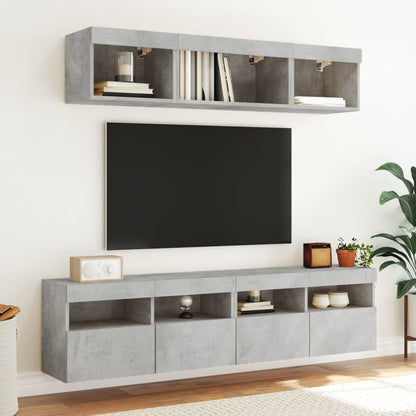 Nástěnná Tv Skříňka S Led Osvětlením Betonově Šedá 80X30X40 Cm