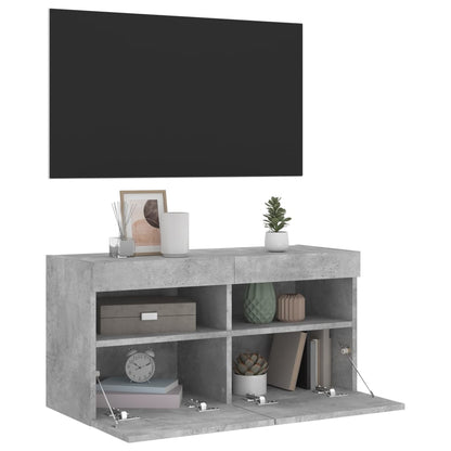 Nástěnná Tv Skříňka S Led Osvětlením Betonově Šedá 80X30X40 Cm