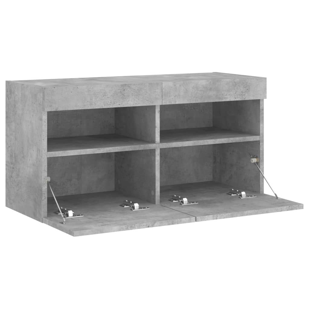 Nástěnná Tv Skříňka S Led Osvětlením Betonově Šedá 80X30X40 Cm