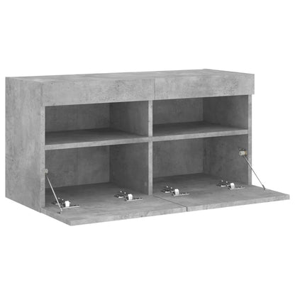 Nástěnná Tv Skříňka S Led Osvětlením Betonově Šedá 80X30X40 Cm
