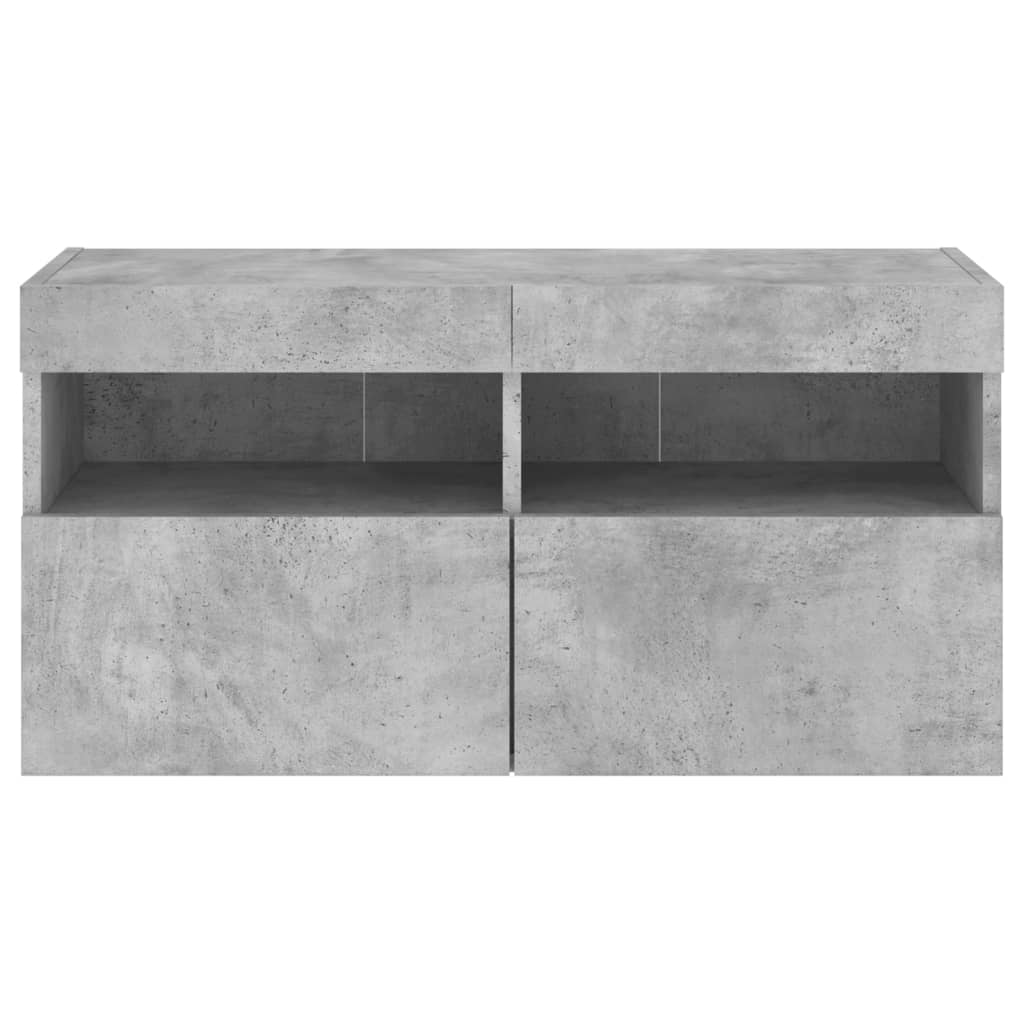 Nástěnná Tv Skříňka S Led Osvětlením Betonově Šedá 80X30X40 Cm