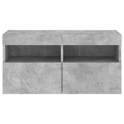 Nástěnná Tv Skříňka S Led Osvětlením Betonově Šedá 80X30X40 Cm