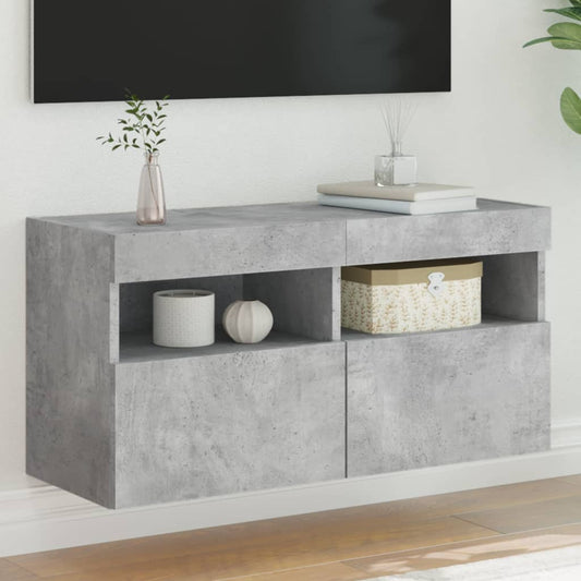 Nástěnná Tv Skříňka S Led Osvětlením Betonově Šedá 80X30X40 Cm