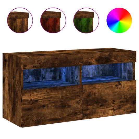 Nástěnná Tv Skříňka S Led Osvětlením Kouřový Dub 80X30X40 Cm
