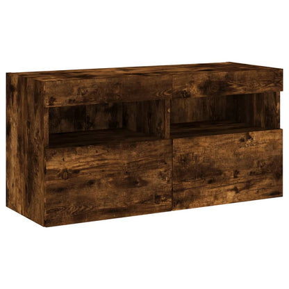 Nástěnná Tv Skříňka S Led Osvětlením Kouřový Dub 80X30X40 Cm