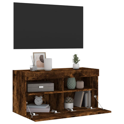 Nástěnná Tv Skříňka S Led Osvětlením Kouřový Dub 80X30X40 Cm