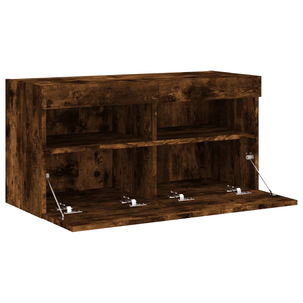 Nástěnná Tv Skříňka S Led Osvětlením Kouřový Dub 80X30X40 Cm