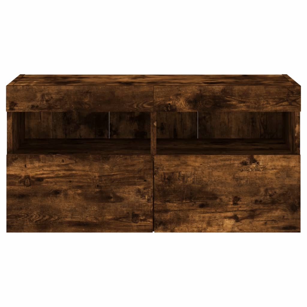 Nástěnná Tv Skříňka S Led Osvětlením Kouřový Dub 80X30X40 Cm