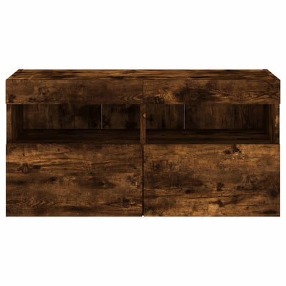 Nástěnná Tv Skříňka S Led Osvětlením Kouřový Dub 80X30X40 Cm