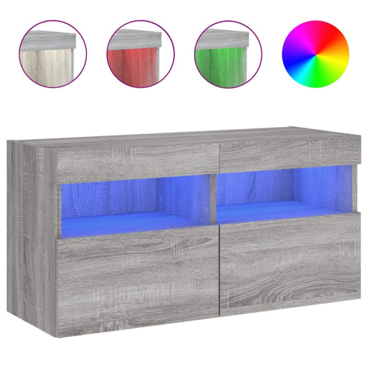 Nástěnná Tv Skříňka S Led Osvětlením Šedá Sonoma 80X30X40 Cm