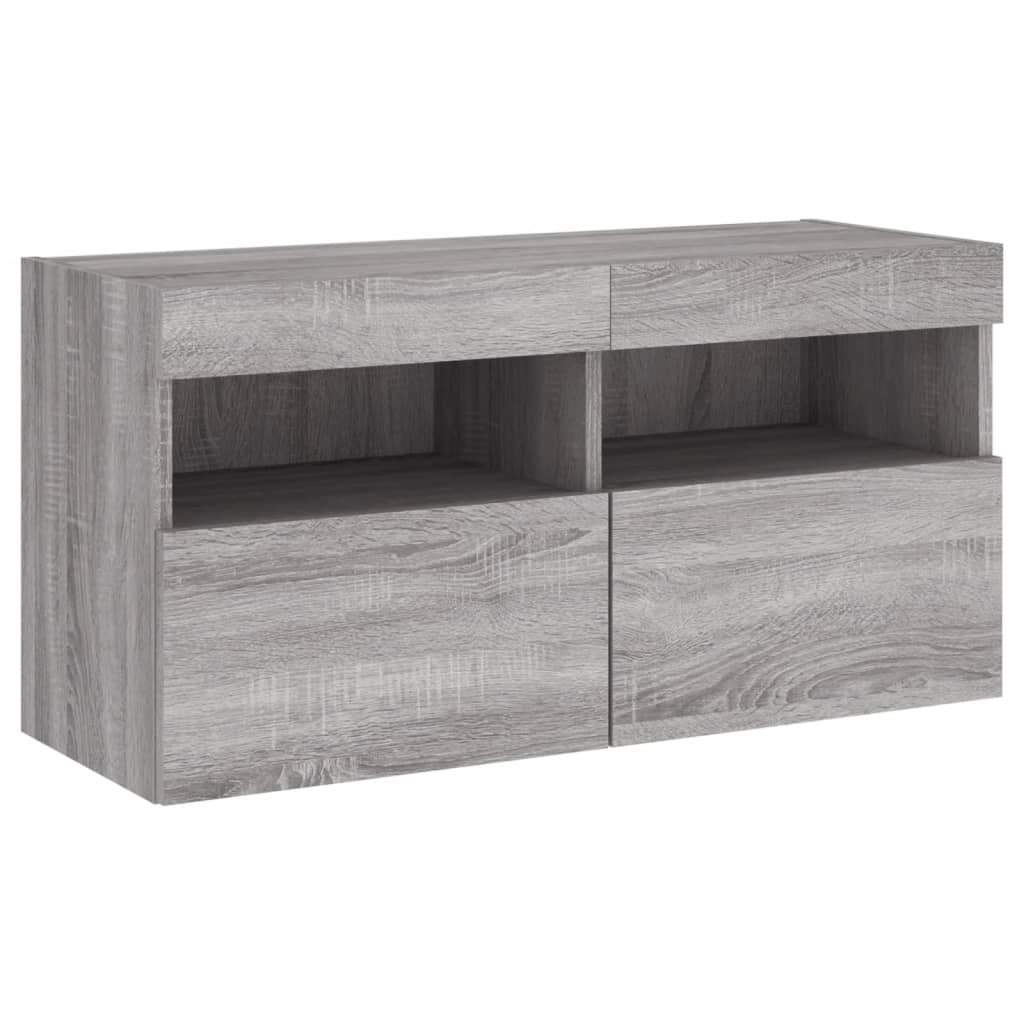 Nástěnná Tv Skříňka S Led Osvětlením Šedá Sonoma 80X30X40 Cm