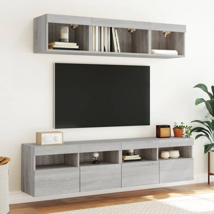 Nástěnná Tv Skříňka S Led Osvětlením Šedá Sonoma 80X30X40 Cm
