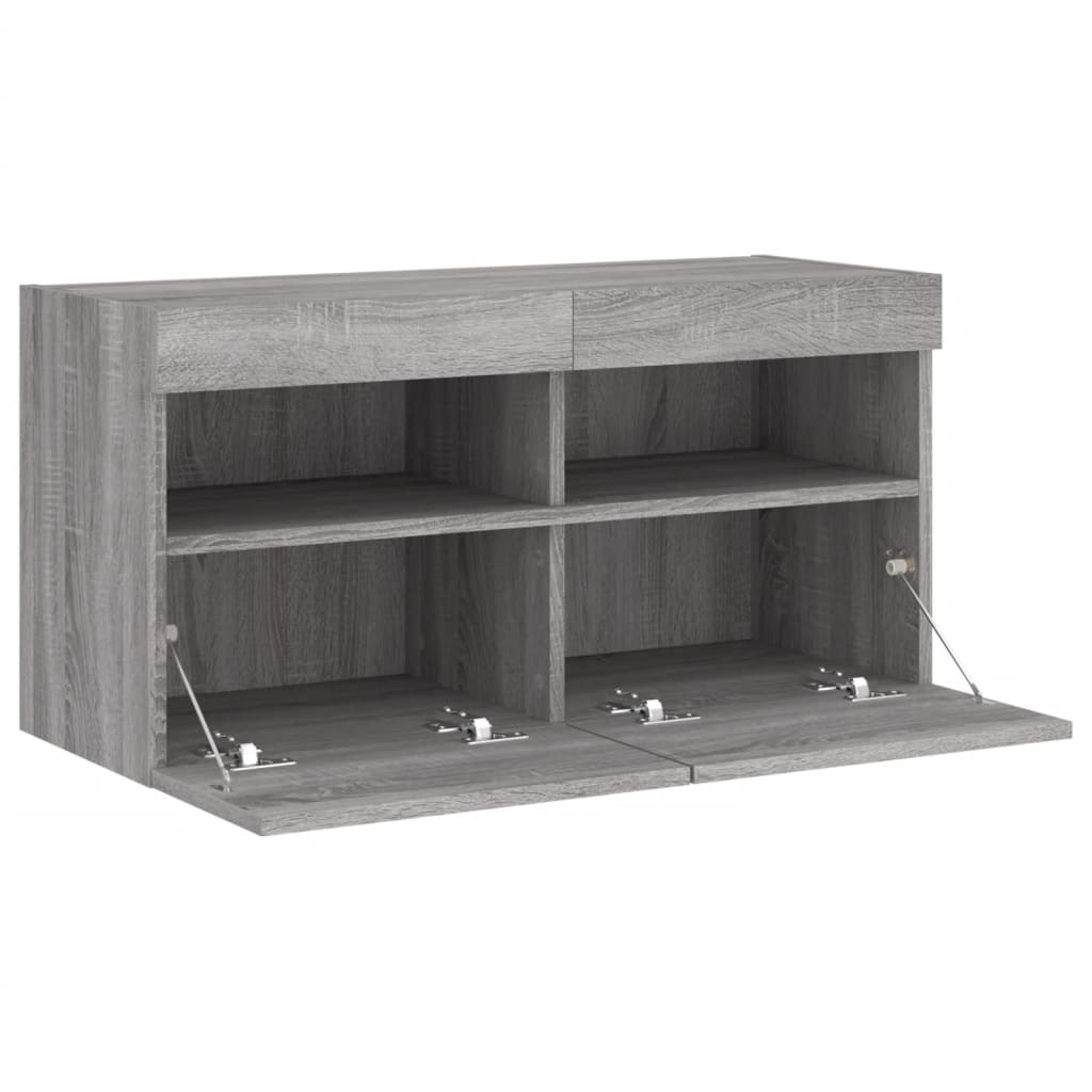 Nástěnná Tv Skříňka S Led Osvětlením Šedá Sonoma 80X30X40 Cm