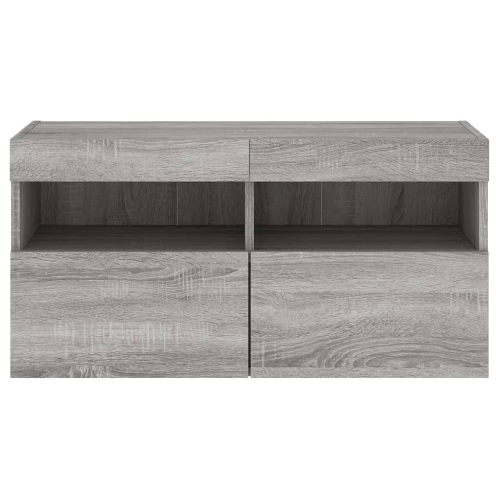 Nástěnná Tv Skříňka S Led Osvětlením Šedá Sonoma 80X30X40 Cm