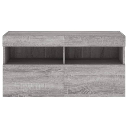 Nástěnná Tv Skříňka S Led Osvětlením Šedá Sonoma 80X30X40 Cm