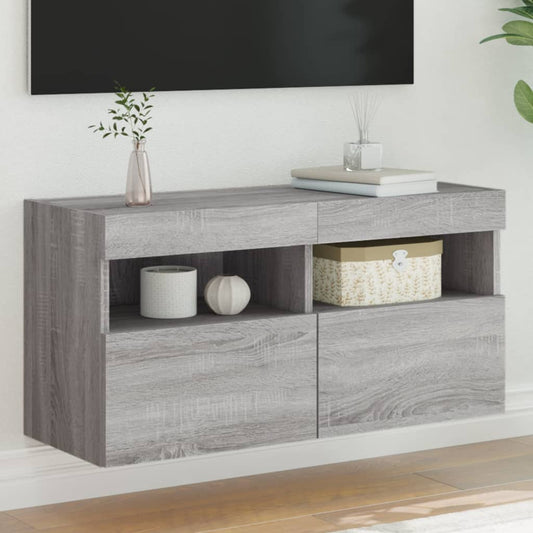Nástěnná Tv Skříňka S Led Osvětlením Šedá Sonoma 80X30X40 Cm