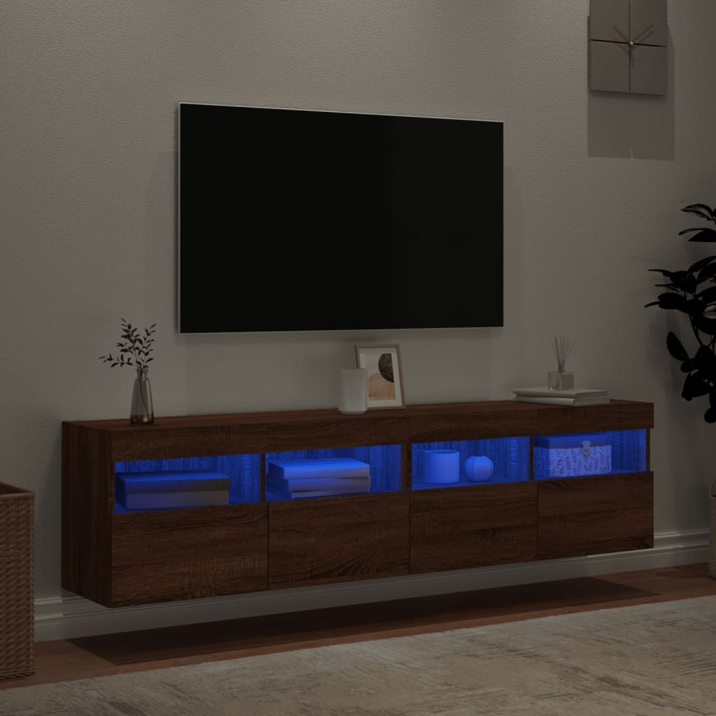 Nástěnné Tv Skříňky S Led Osvětlením 2 Ks 80X30X40 Cm