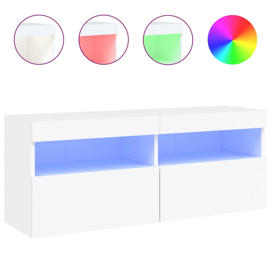 Nástěnná Tv Skříňka S Led Osvětlením Bílá 100 X 30 X 40 Cm