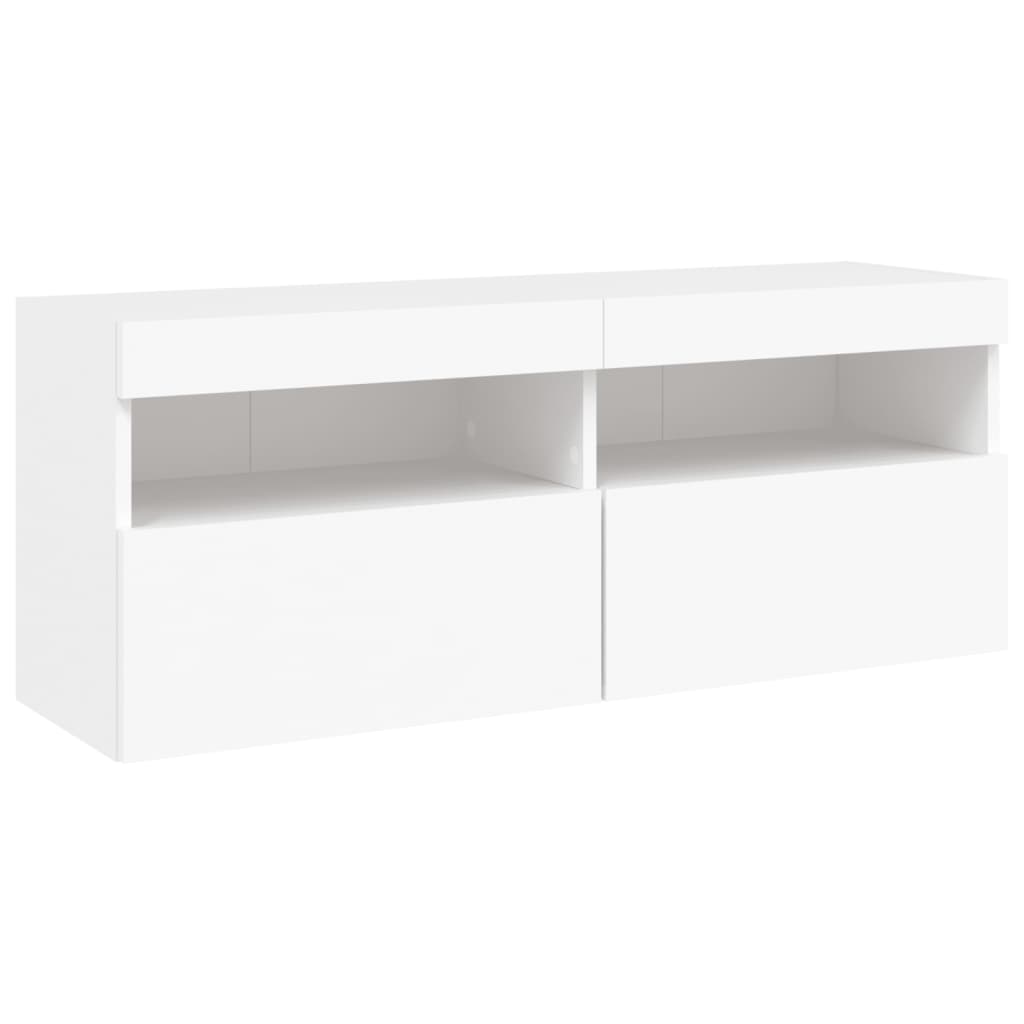 Nástěnná Tv Skříňka S Led Osvětlením Bílá 100 X 30 X 40 Cm