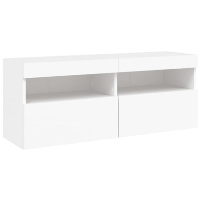 Nástěnná Tv Skříňka S Led Osvětlením Bílá 100 X 30 X 40 Cm