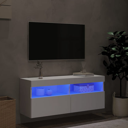 Nástěnná Tv Skříňka S Led Osvětlením Bílá 100 X 30 X 40 Cm