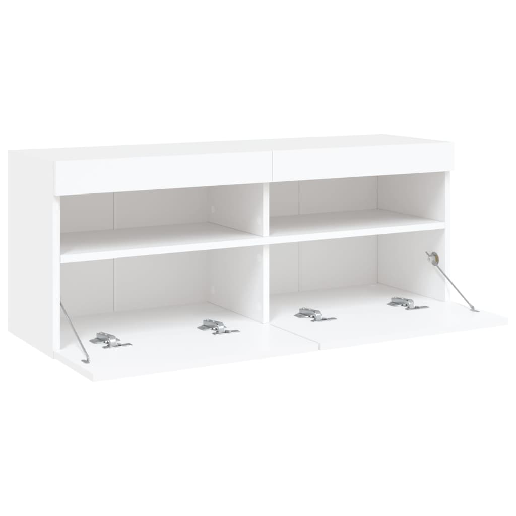 Nástěnná Tv Skříňka S Led Osvětlením Bílá 100 X 30 X 40 Cm