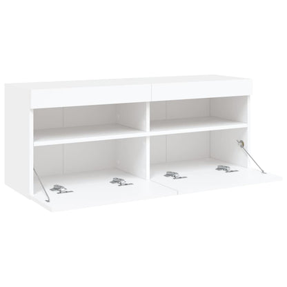 Nástěnná Tv Skříňka S Led Osvětlením Bílá 100 X 30 X 40 Cm